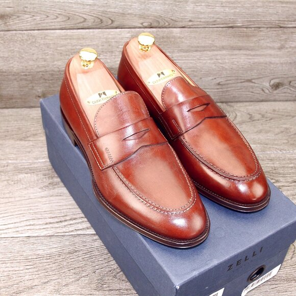 * NIB * $695 Nordstrom ZELLI Italia 8.5 M Italian Loafer Rust * add $15 Trees